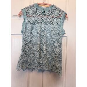 Nanette Lepore Size M Sleeveless Crochet Lace Overlay Top